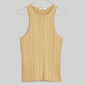 NWT Madewell The Signature Shimmer Knit
Cutaway Sweater Tank in Gold -Size Small